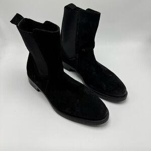 Emanuele Crasto Black Suede Leather Chelsea Ankle Boots Size 40 US Size 9.5 NEW